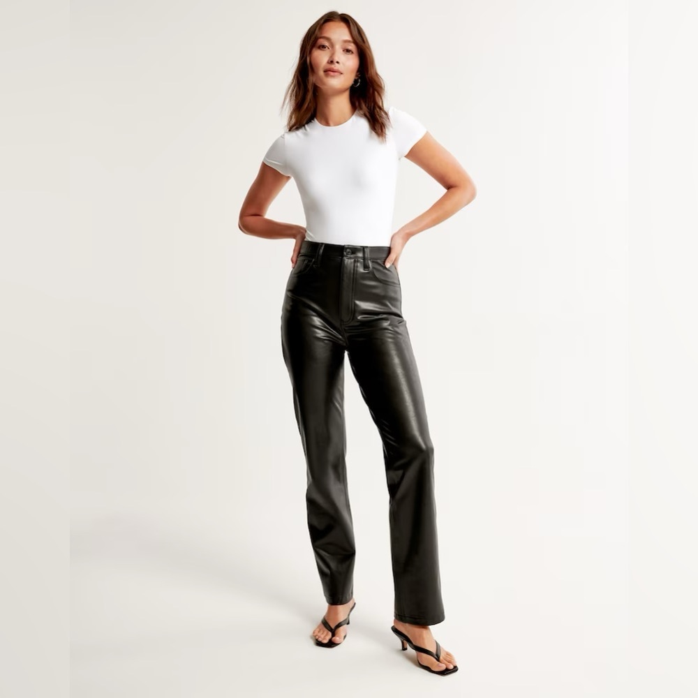 Abercrombie Vegan Leather 90s Straight Pant - never worn!